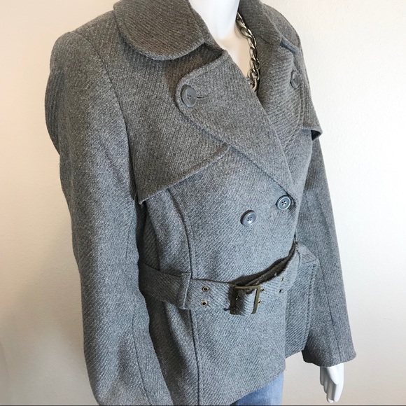 Old Navy Jackets & Blazers - OLD NAVY Gray Double Breasted Pea Coat w/ Belt